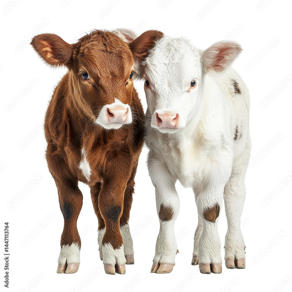Baby cows stand together in a calm farm setting during daylight hours, Calm Companions Baby Cows Stand Together in a Farmyard ting. Baby cows stand together in a calm farm setting during daylight hours, Calm Companions Baby Cows Stand Together in a Farmyard ting.