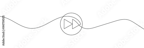 Fast Forward Button vector icon on White background, Continuous line drawing  .Vector Illustration .EPS 10 .