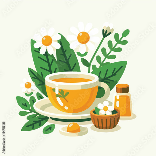 tea, herbal, chamomile, drink, healthy, background, cup, natural, beverage, white, organic, plant, medicine, fresh, hot, daisy, herb, aromatic, yellow, blossom, flower, closeup, camomile, glass, thera