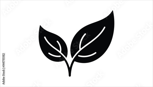 Leaf Icon Silhouette Vector. Black Botanical Nature Symbol. Minimal Eco Plant Design Illustration