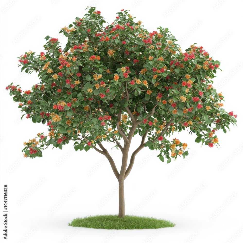 Colorful Flowering Bush Tree with Bright Blossoms in Full Bloom Colorful Flowering Bush Tree with Bright Blossoms in Full Bloom