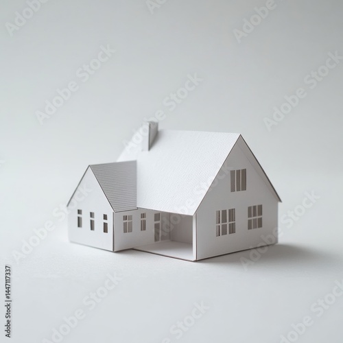 Minimal Paper Cut Design of Isolated House on White Background