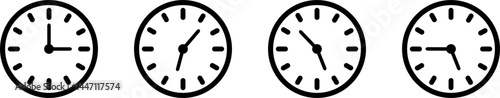 Set of clock icons. White vector clock time. Vector illustration.