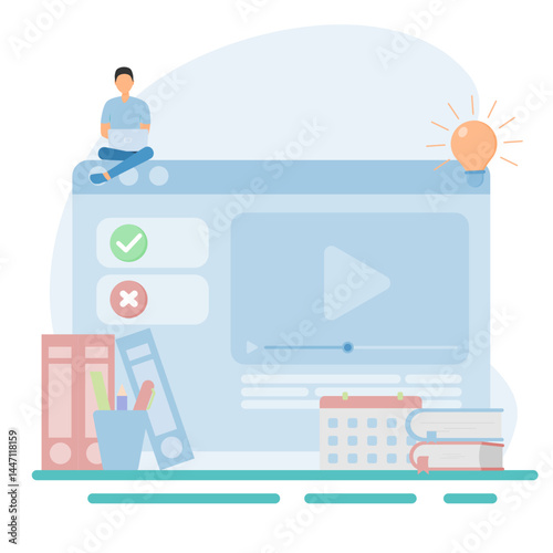  Distance learning concept, distance education. long distance communication illustration.