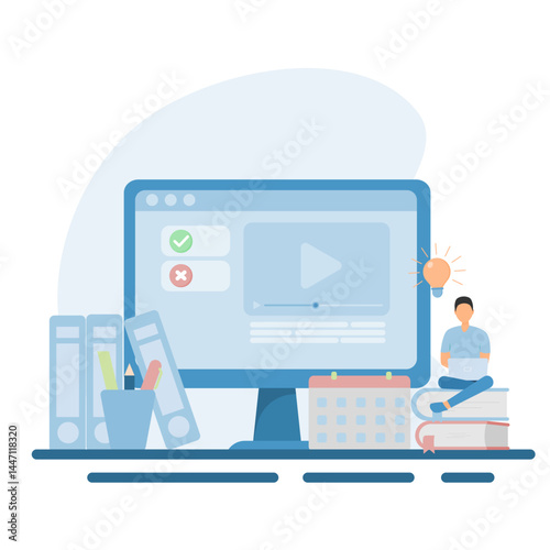  Distance learning concept, distance education. long distance communication illustration.