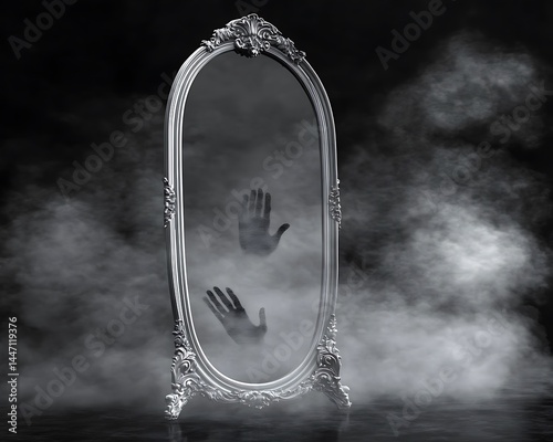 Eerie hands emerge from smoky mirror