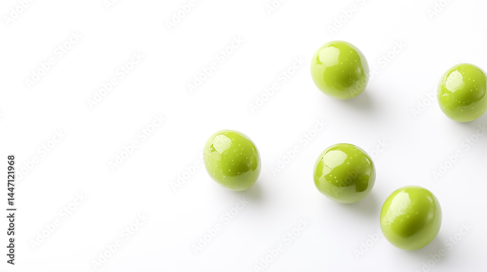 Fresh, isolated green olives on a clean white background, high-resolution, natural lighting, minimalistic and professional composition Fresh, isolated green olives on a clean white background, high-resolution, natural lighting, minimalistic and professional composition
