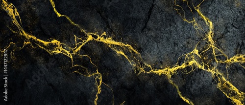 Luxurious black marble texture with shimmering cracked gold vein pattern – elegant abstract backdrop perfect for premium branding, upscale packaging, digital art, and modern interior design