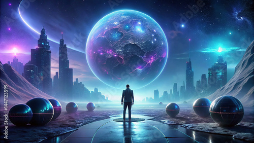 Alien planet in space