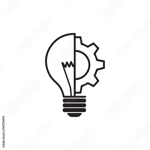 Light Bulb and Gear Icon Concept Innovation and Technology Vector Illustration
