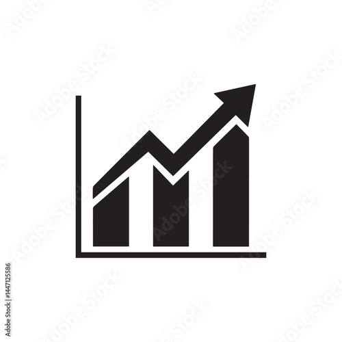 Business Growth Chart Icon Vector on White Background