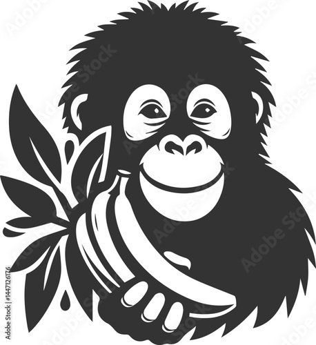 orangutan vector black