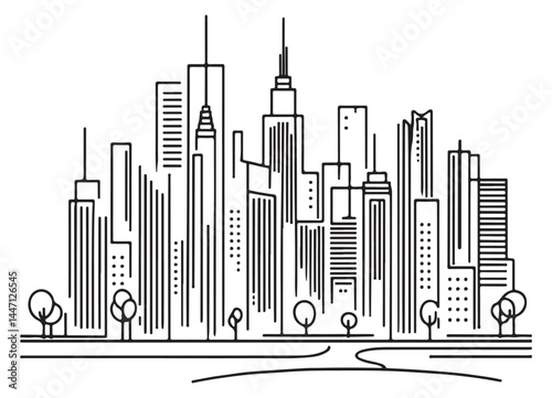 Modern Cityscape Silhouette Illustration a Symbol of Urban Life