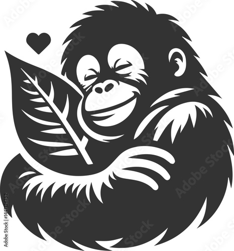 orangutan vector black