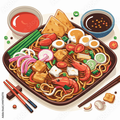 cuisine, delicious, traditional, meal, asian, food, dish, plate, singapore, dinner, malaysia, chinese, lunch, penang, stir, char, tasty, asia, teow, shrimp, noodles, sauce, noodle, hawker, popular, fr
