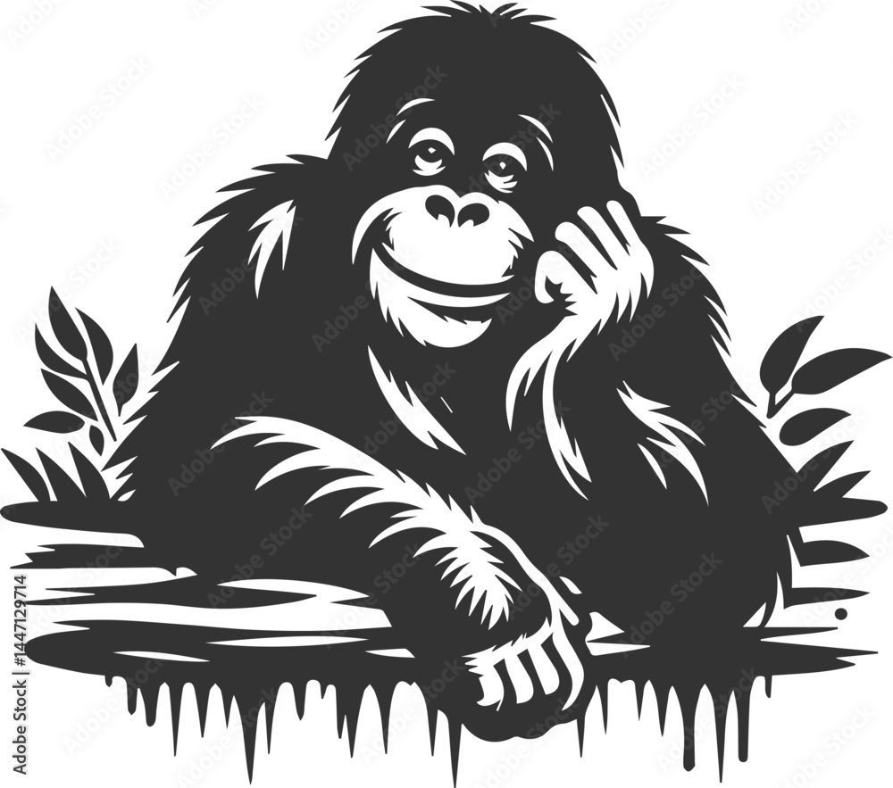Fototapeta premium orangutan vector black