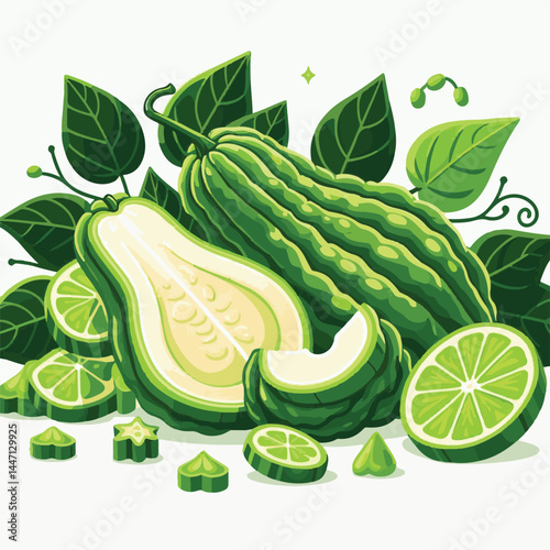 green, organic, fresh, ingredient, food, vegetable, raw, healthy, natural, agriculture, vegetarian, chayote, background, diet, white, fruit, plant, nutrition, vegetables, isolated, nutritious, freshne
