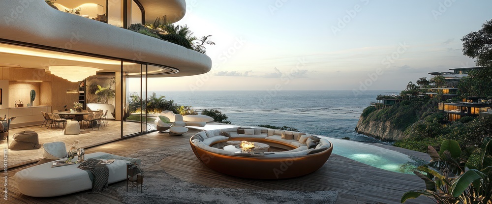 Fototapeta premium Modern Coastal Residence with Ocean View