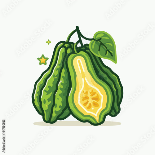 green, organic, fresh, ingredient, food, vegetable, raw, healthy, natural, agriculture, vegetarian, chayote, background, diet, white, fruit, plant, nutrition, vegetables, isolated, nutritious, freshne