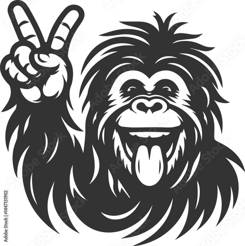 orangutan vector black