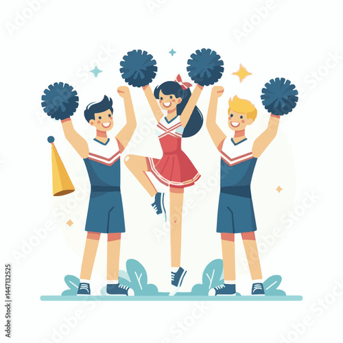 team, cheerleading, sport, game, dance, girl, female, cheerful, dancer, fitness, silhouette, symbol, pompom, jump, training, pompoms, loudspeaker, loud, speaker, leader, sporting, amplifier, formation