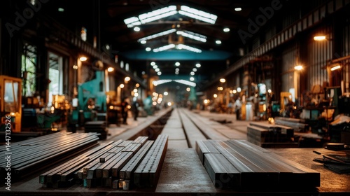 Wallpaper Mural Atmospheric Industrial Factory Floor with Metal Production Torontodigital.ca