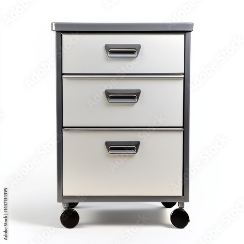 Compact Three-Drawer Filing Cabinet on Wheels for Modern Offices