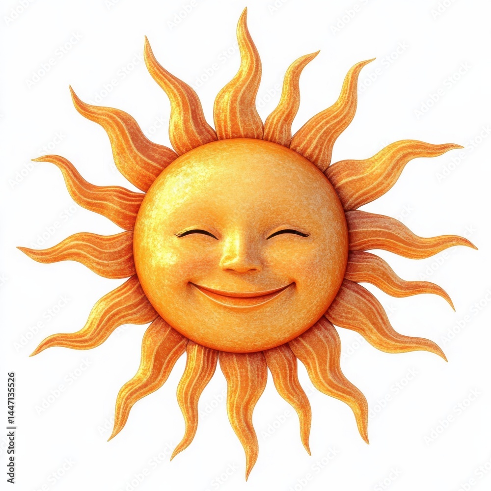 Smiling Sun Clipart Drawing Isolated on White Background Smiling Sun Clipart Drawing Isolated on White Background