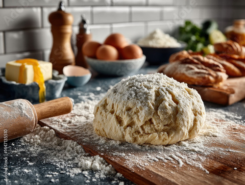 A ball of bread dough resti...