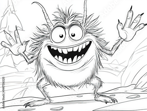 A cute monster waving hello...