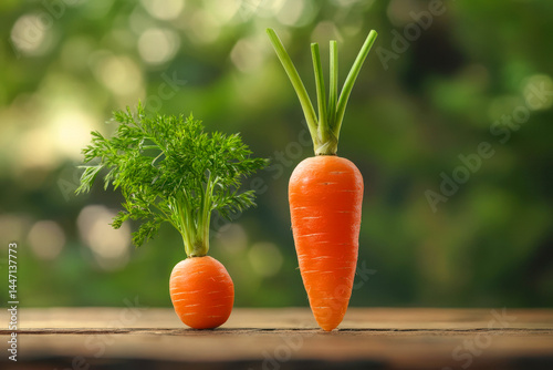 Size contrast carrot symbol on texture background. jpg