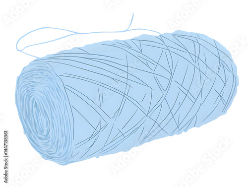 Light Blue Yarn Roll Isolated Illustration