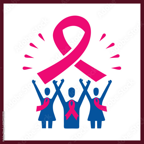 World Cancer Day Ribbon and People Illustration – We Are Stronger Than Cancer Concept

