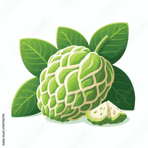 cherimoya, green, fruit, fresh, food, ripe, exotic, sweet, tropical, organic, custard, background, healthy, raw, annona, white, custard apple, delicious, tasty, isolated, dessert, seed, half, chirimoy