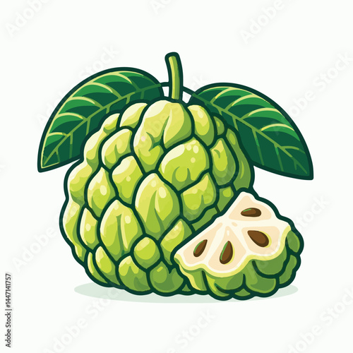 cherimoya, green, fruit, fresh, food, ripe, exotic, sweet, tropical, organic, custard, background, healthy, raw, annona, white, custard apple, delicious, tasty, isolated, dessert, seed, half, chirimoy