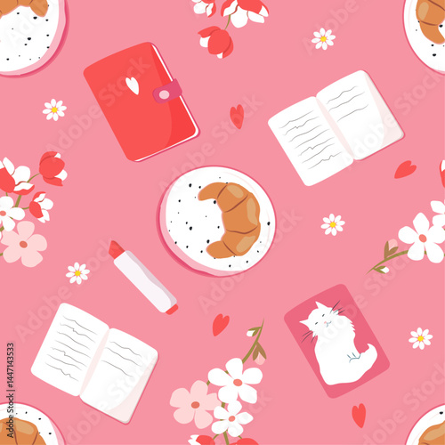vector seamless cute girls pattern
