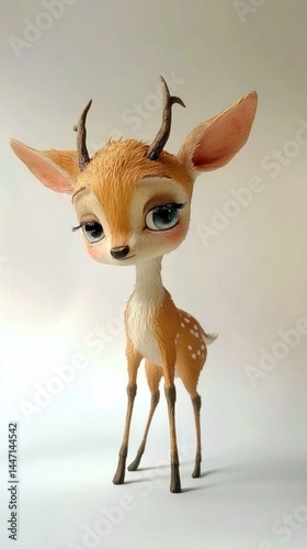 Enchanting fawn figurine with enormous eyes