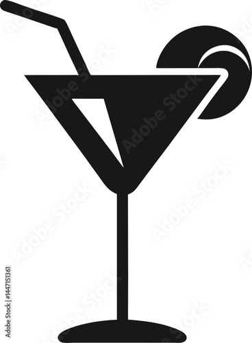 Cocktail Glass With Vodka Martini And Lemon Or Orange Garnish