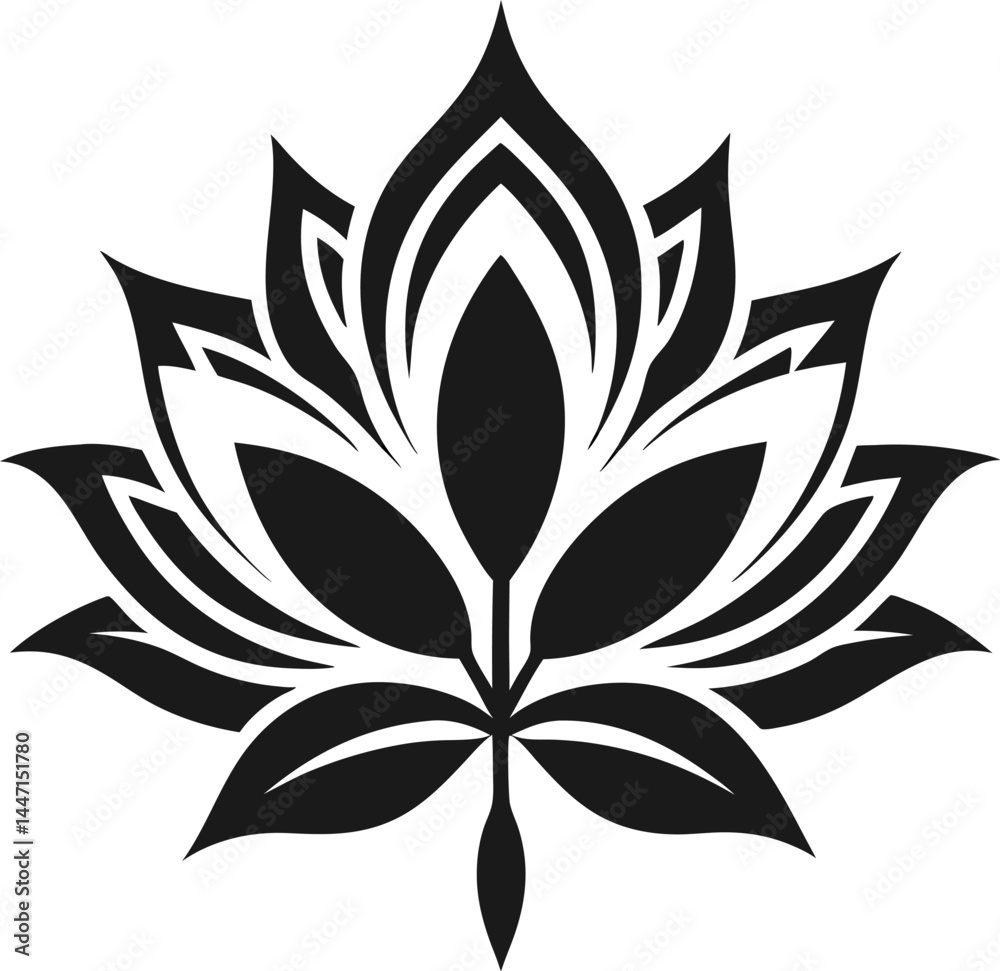Obraz premium Flower icon set, black Flower isolated on white, vector illustration