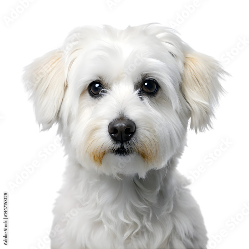 white dog portrait isolated on transparent background