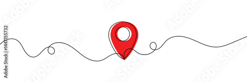Location pins, geotag sign line continuous drawing vector. One line Location pins, geotag vector background. Location pin, geotag icon. Continuous outline of Location pin, geotag. Linear Locations .