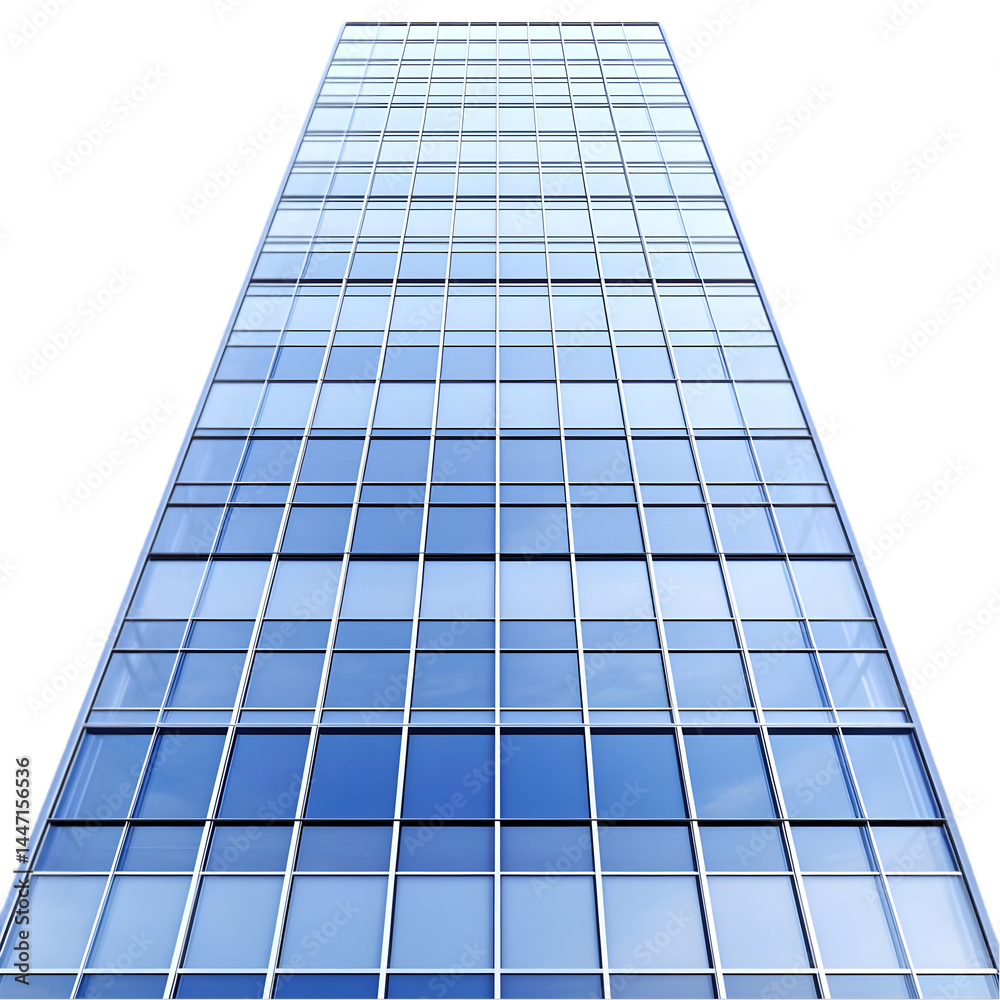 Modern Glass Skyscraper Facade Illustration with Transparent Background Modern Glass Skyscraper Facade Illustration with Transparent Background
