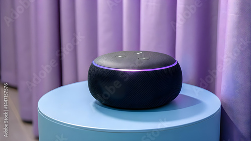 Compact Amazon Echo Dot smart speaker with a fabric finish, designed for voice control and smart home integration