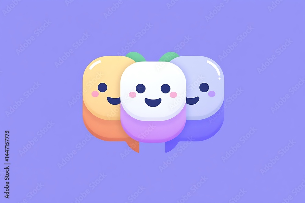 Three happy chat bubbles Three happy chat bubbles