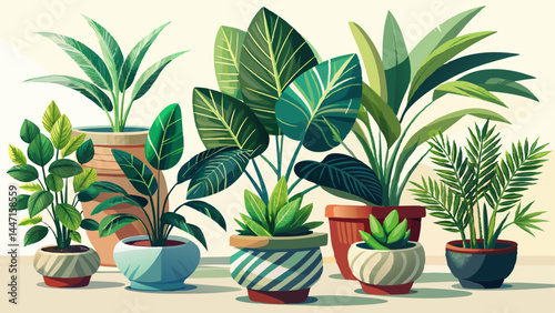 Carefully arranged indoor plants housed in designer pots.
Realistic rendering adds depth to every leaf and edge.
The white background keeps focus on texture and shape.
A clean and refined look for any