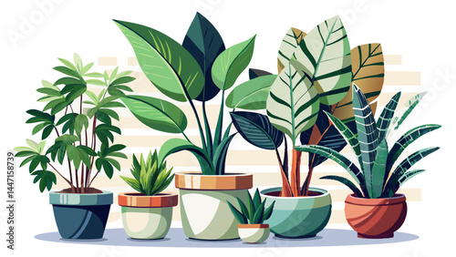 Carefully arranged indoor plants housed in designer pots.
Realistic rendering adds depth to every leaf and edge.
The white background keeps focus on texture and shape.
A clean and refined look for any