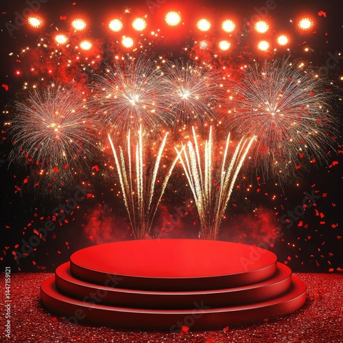 Red stage with fireworks (2)