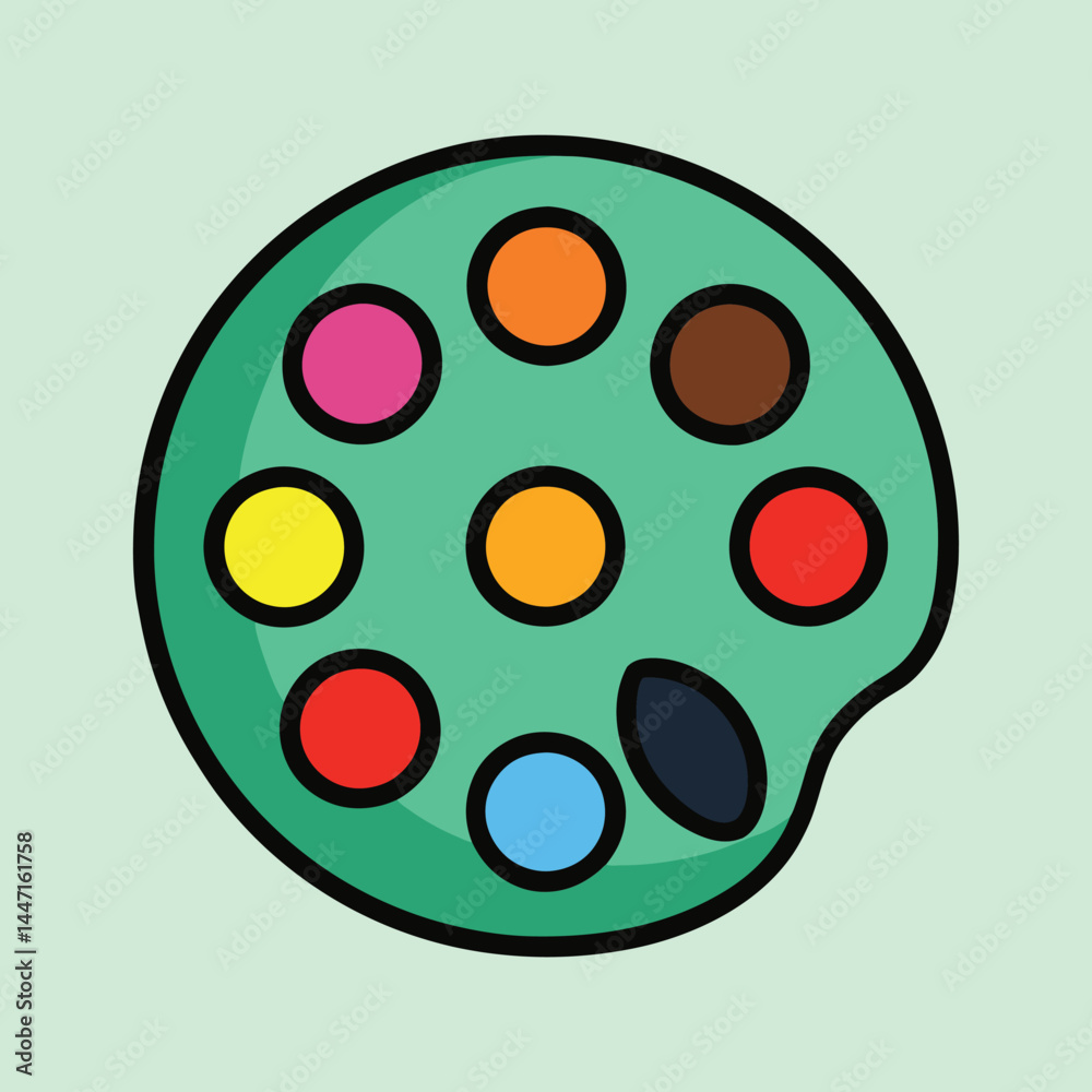 Obraz premium Vibrant Artist's Palette Displaying a Variety of Colors on a Light Green Background