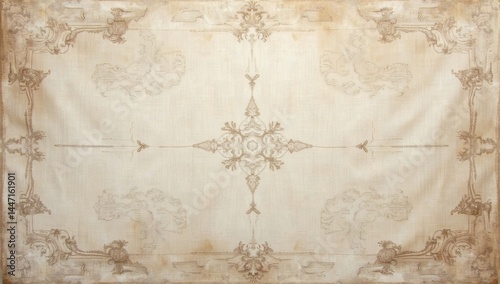 Wallpaper Mural Beige and off-white fabric with a delicate vintage-style pattern and worn edges, adding character and timeless appeal to any sophisticated design Torontodigital.ca