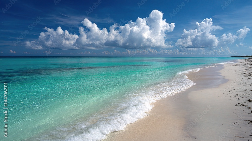 Tranquil Beach with Soft White Sand and Turquoise Sea Under Sky Tranquil Beach with Soft White Sand and Turquoise Sea Under Sky